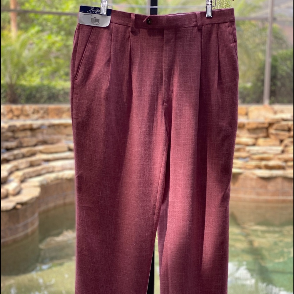 RALPH‎ LAUREN Comfort Flex Dress Pants 34W 32L Red Men's New with Tags